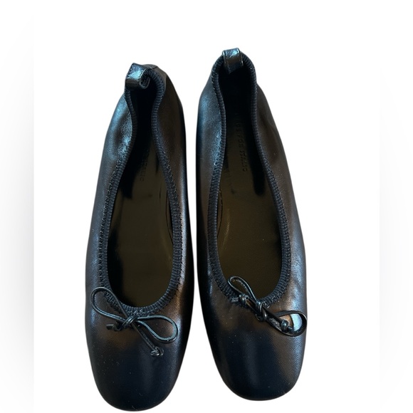 Italic Shoes - Italic Italian Leather Ballet Flats Black Square Toe Minimalist Bow EU 39.5